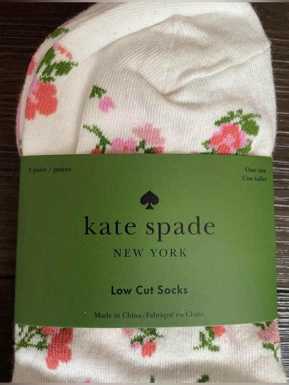NEW kate spade Floral and solid Low-Cut Socks 3 pack novelty ankle socks